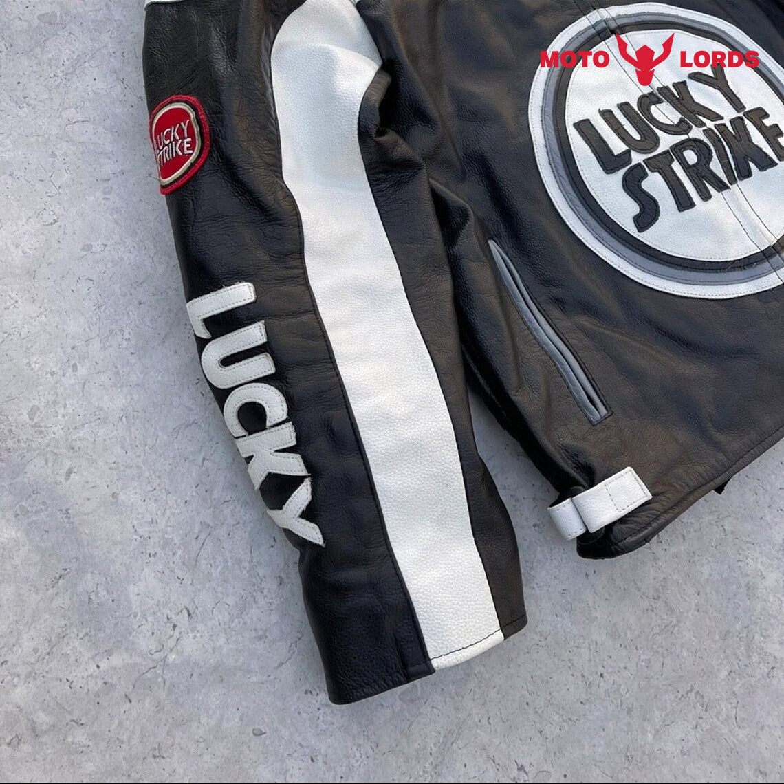 Lucky Strike White Leather Jacket Unisex – Motorcycle Riding Custom ...